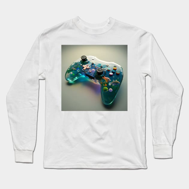 Aqua Gamer Long Sleeve T-Shirt by seguns1